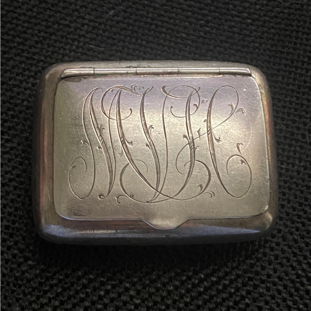 Blackinton & Co 2567 Sterling Silver Pill Trinket Box - with Monogram